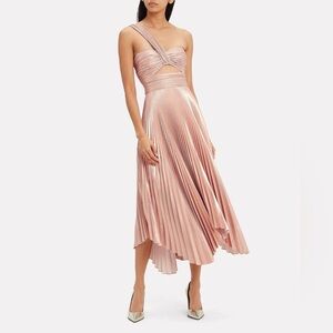 A.L.C. Aurora Pleated One Shoulder Midi Dress